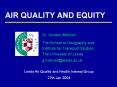 AIR QUALITY AND EQUITY PowerPoint PPT Presentation