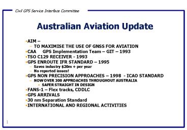 Australian Aviation Update