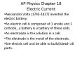 AP Physics Chapter 18 Electric Current PowerPoint PPT Presentation