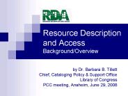 Resource Description and Access Background/Overview