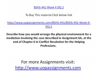 BSHS 441 Week 4 DQ 2