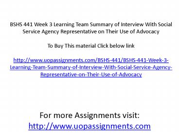 BSHS 441 Week 3 Learning Team Summary