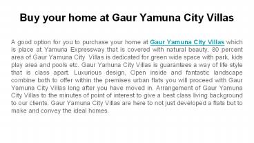 Gaur Yamuna City Villas
