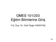 OMES 101/203 Egitim Bilimlerine Giris