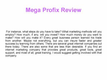 Mega Profix Benefits of Binary Option