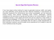 Secret Algo Bot For Online Success