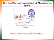 First Level Thermodynamics Study of Manufacturing System