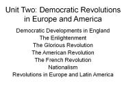 Unit Two: Democratic Revolutions in Europe and America
