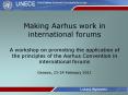 Making Aarhus work in international forums A workshop on promoting the application of the principles of the Aarhus Convention in international forums Geneva, 23-24 February 2011 PowerPoint PPT Presentation
