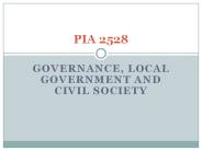 Governance, Local Government and Civil Society