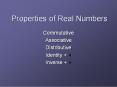 Properties of Real Numbers PowerPoint PPT Presentation