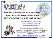 OPERATIONS RESEARCH SYSTEMS