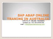 SAP ABAP ONLINE TRAINING IN AUSTRALIA