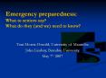 Emergency preparedness: What to seniors say? What do they (and we) need to know? PowerPoint PPT Presentation