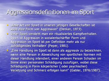 Aggressionsdefinitionen im Sport