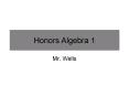 Honors Algebra 1 PowerPoint PPT Presentation