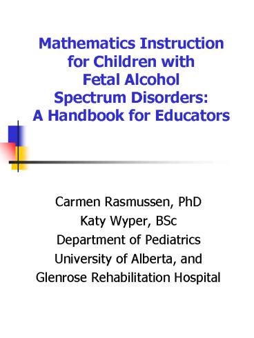 Mathematics Instruction for Children with Fetal Alcohol Spectrum Disorders: A Handbook for Educators