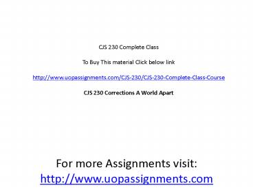 CJS 230 Complete Class