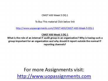 CMGT 400 Week 5 DQ 1