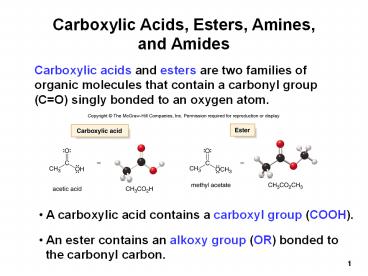 Carboxylic Acids, Esters, Amines, and Amides