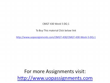 CMGT 430 Week 5 DQ 1