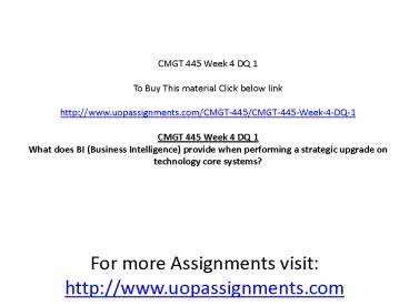 CMGT 445 Week 4 DQ 1