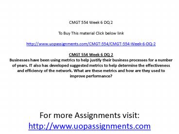 CMGT 554 Week 6 DQ 2