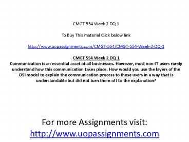 CMGT 554 Week 2 DQ 1