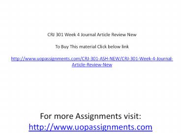 CRJ 301 Week 4 Journal Article Review New