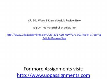 CRJ 301 Week 3 Journal Article Review New