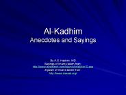 Al-Kadhim Anecdotes and Sayings