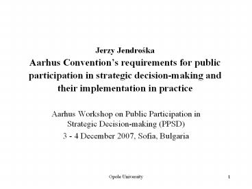 Jerzy Jendroska Aarhus Convention