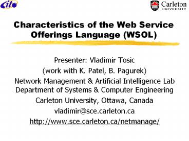 Characteristics of the Web Service Offerings Language (WSOL)