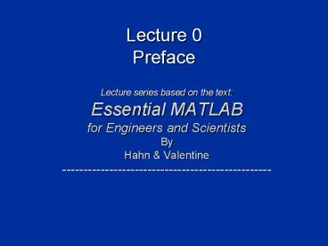 Lecture 0 Preface