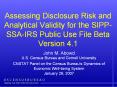Assessing Disclosure Risk and Analytical Validity for the SIPP-SSA-IRS Public Use File Beta Version 4.1 PowerPoint PPT Presentation