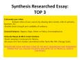 Synthesis Researched Essay: TOP 3 PowerPoint PPT Presentation