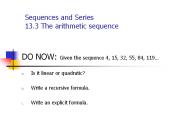 Sequences and Series 13.3 The arithmetic sequence