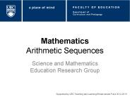 Mathematics Arithmetic Sequences