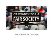 Next Steps for the Campaign