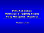 DSM2 Calibration: Optimization Weighting Scheme Using Management Objectives