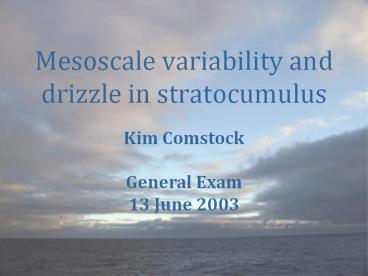 Mesoscale variability and drizzle in stratocumulus