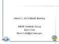 March 1, 2013 MBSE Meeting PowerPoint PPT Presentation