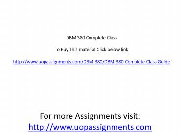 DBM 380 Complete Class