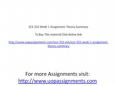 ECE 332 Week 1 Assignment Theory Summary