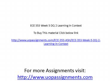 ECE 353 Week 5 DQ 2 Learning in Context