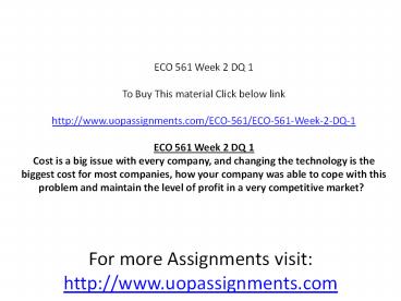 ECO 561 Week 2 DQ 1