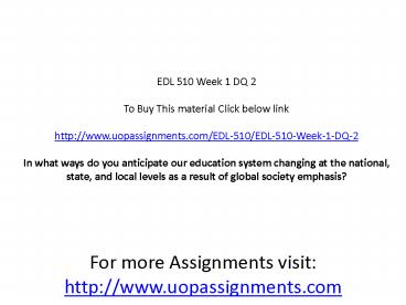 EDL 510 Week 1 DQ 2