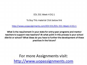 EDL 531 Week 4 DQ 1