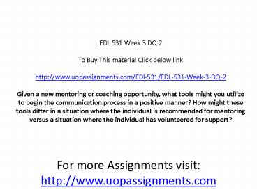 EDL 531 Week 3 DQ 2