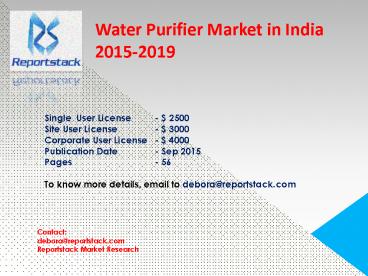 Water Purifier Market in India 2015-2019